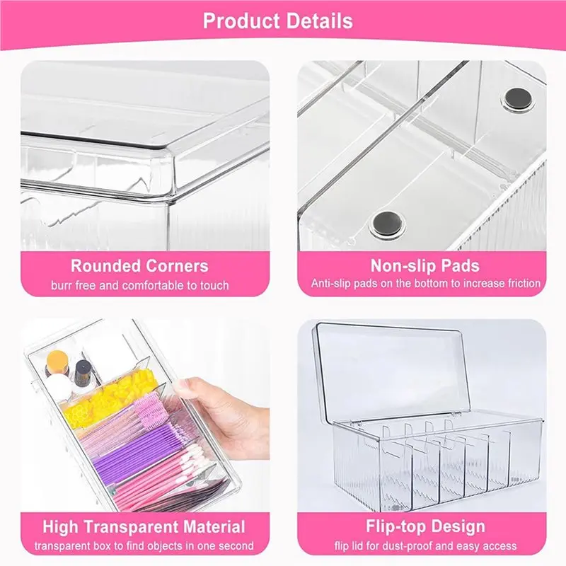 DT19 3X Lash Extension Organizer and Storage, Lash Cart Organizer for Lash Techs, Eyelash Supplies Storage Box with Lid