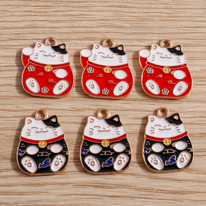 10pcs/lot Cartoon Enamel Animal Cat Charms for Women DIY Earrings Pendants Necklaces Handmade Bracelet Decoration Jewelry Making