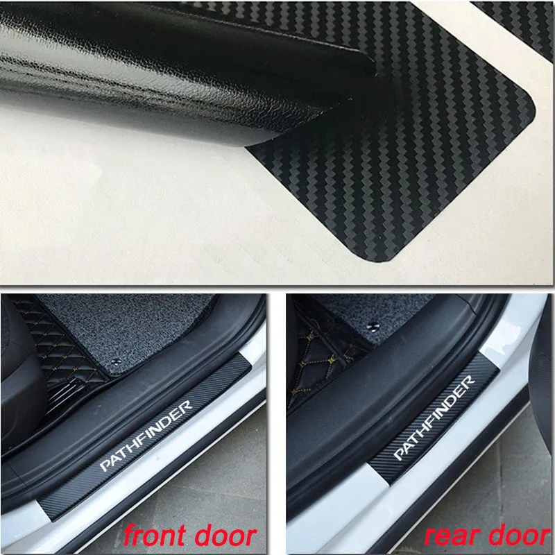 Car Sticker for Nissan Pathfinder Carbon Fiber Vinyl Sticker Car Door Sill Protector Scuff Plate Car Accessories 4pcs view 5
