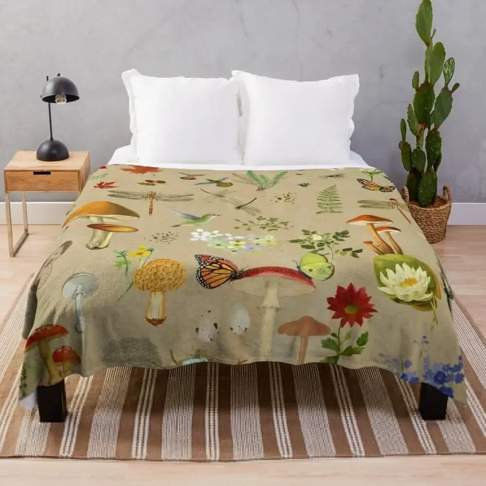 Vintage cottage core and watercolormix Throw Blanket Fade Resistant Durable Throw Blanket