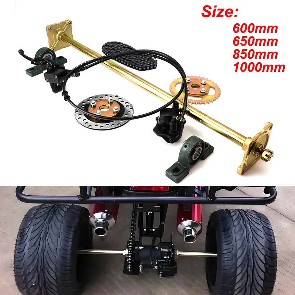 

600/650/850/1000mm ATV Quad Go Karts rear axle complete assembly 4 /3 hole hub with Foot Lever Hydraulic Disc Brake 37T sprocket