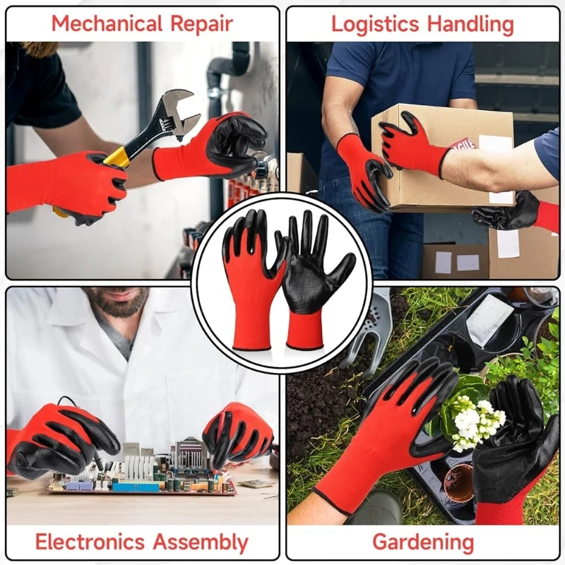 20 قطعة قفازات العمل الآمنة PU المغلفة قفازات متماسكة سلس مع قبضة مطلية بالبولي يوريثين للرجال أدوات تجميع البناء المنزل