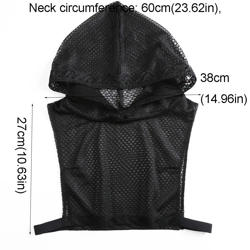 With Cap Fake Lace Floral Collar Gauzy Slim Mesh Base Layer Top Solid Color Short Sleeve Detachable False Collar Versatile