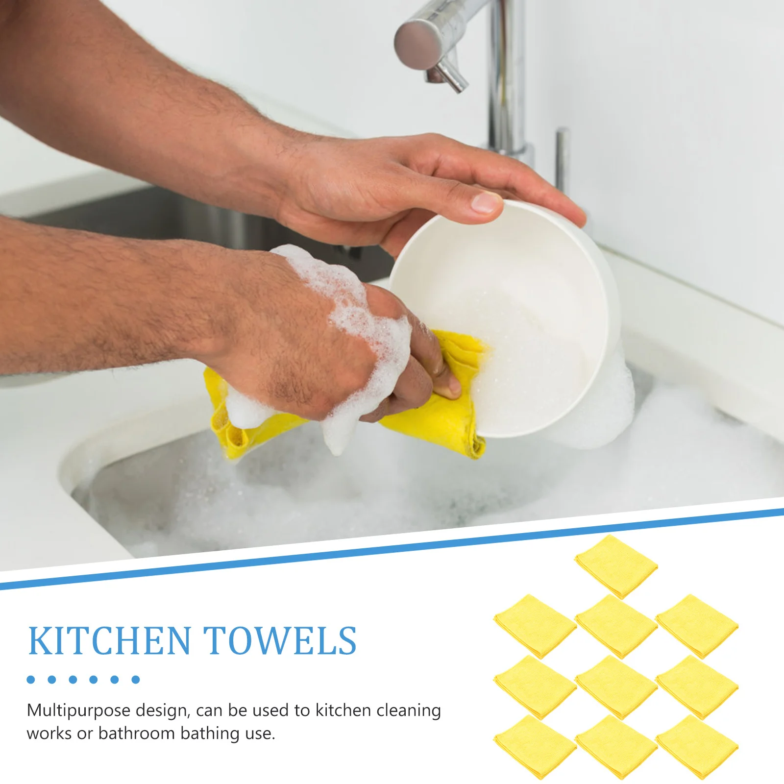 

10Pcs Microfiber Kitchen Dish Towels Multipurpose Super Absorbent Wiping Cloth for Bathroom Home
