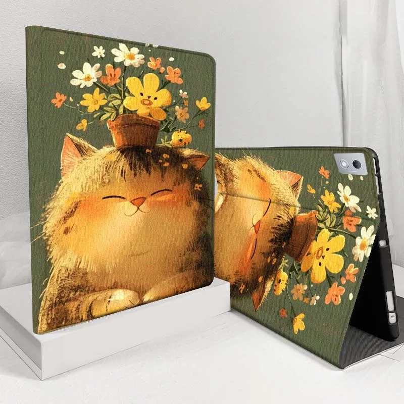 

Cartoon Cat Mouse Leaf Case For Lenovo Pad Legion Xiaoxin Tab Y700 K10 M10 P11 3rd Pro GT Plus Gen 5G Tablet