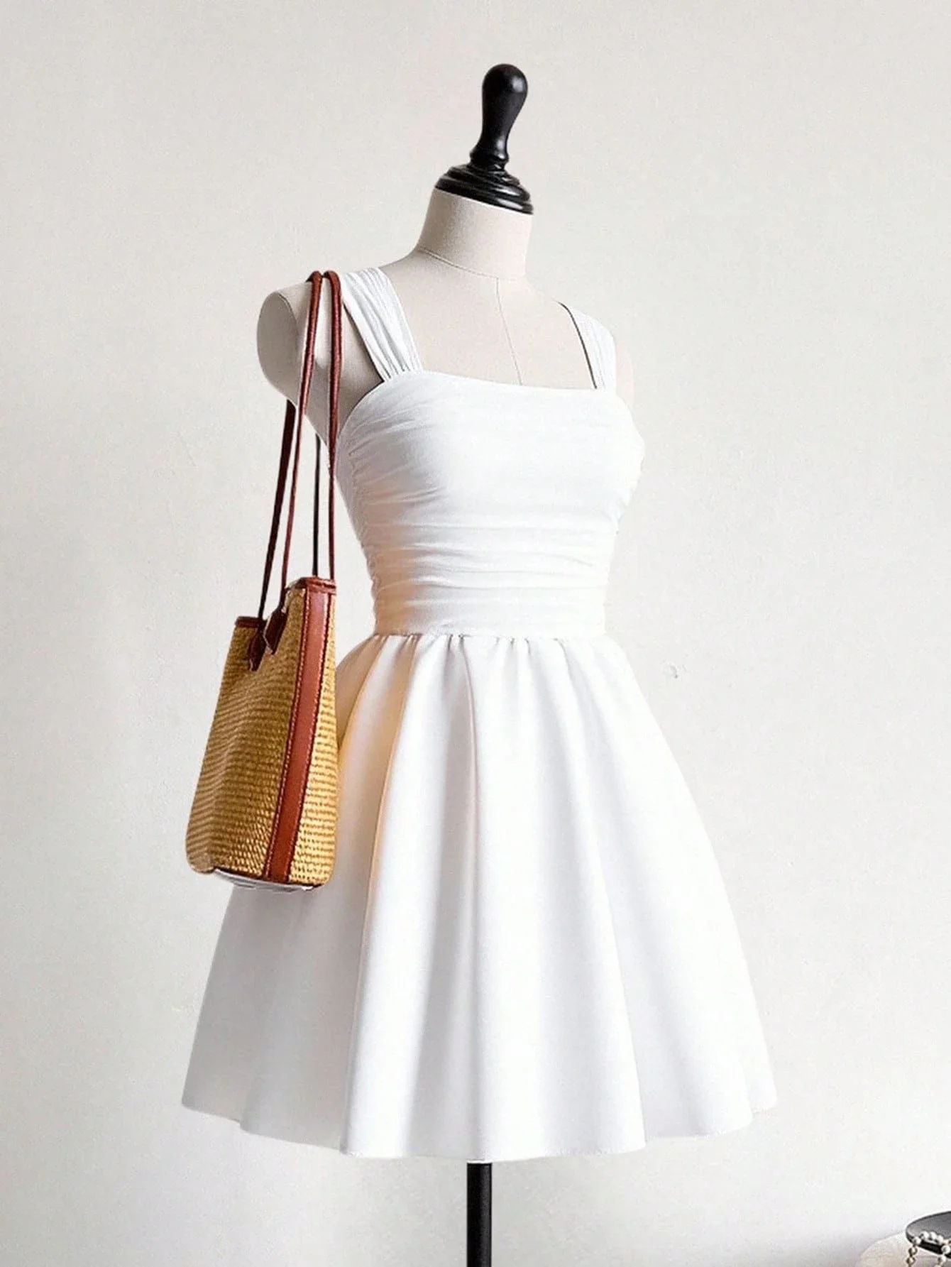 

Женское белое плиссированное платье-юбка А-силуэта для лета, повседневное