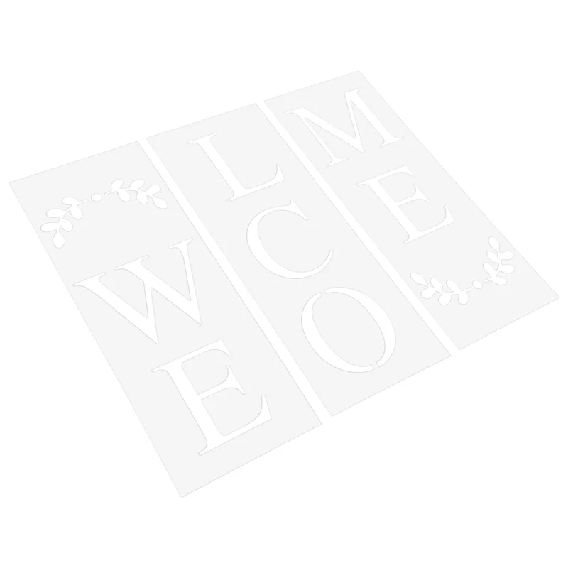 PZHI-Welcome Sign Stencil, Large Letter Stencils For Painting On Wood Reusable Porch Sign And Front Door Vertical Decorating