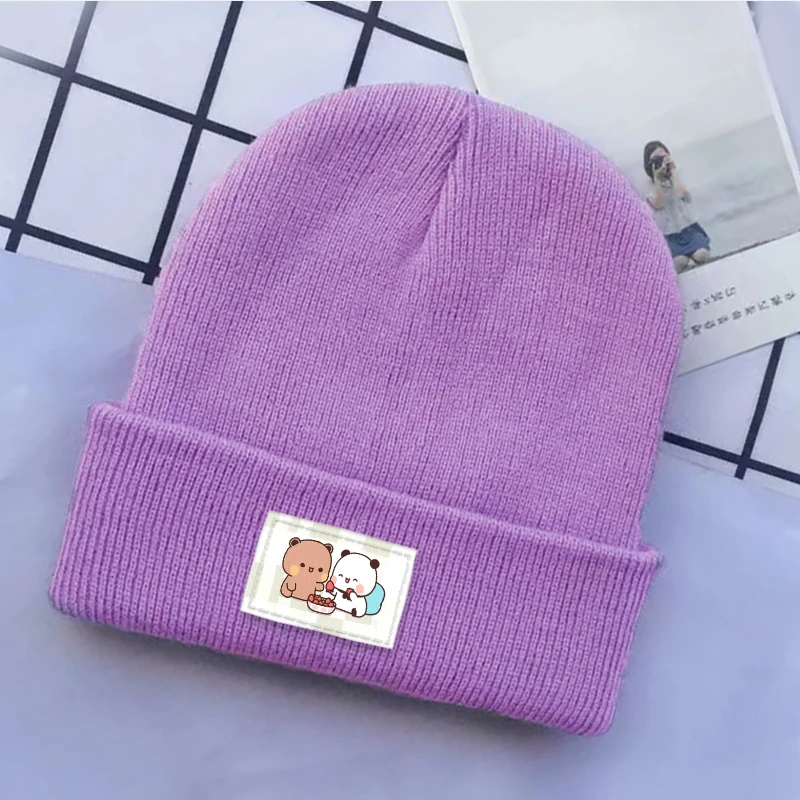 Bubu and Dudu Knitted Hat Warm Woolen Hats Women Outdoor Sports Autumn Winter Casual Cap Cute Anime Cartoon Embroidered Beanie