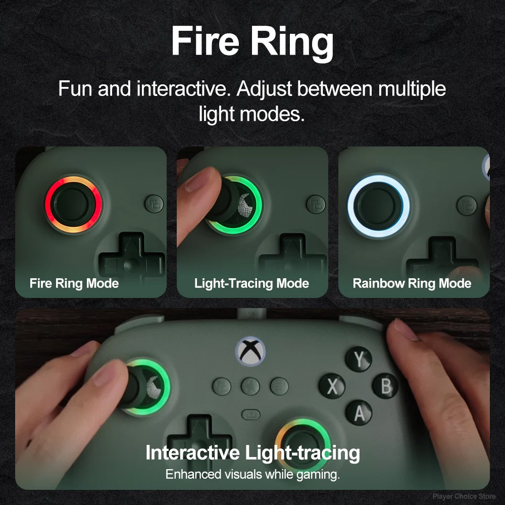 8BitDo Ultimate C Wired XBOX Controller Gamepads PC Xbox Series X S, Xbox One RGB Light Fire Ring Hall Effect Sticks for windows image 3