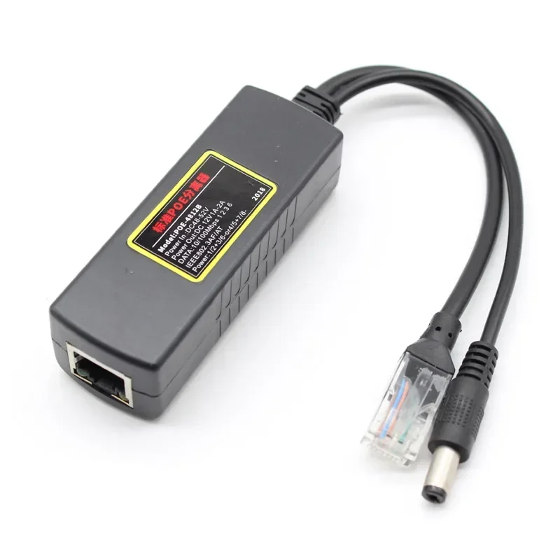 

POE Splitter IEEE 802.3AT Standard 12V/1A-2A DC Output DC48-52V Input for CCTV IP camera Security System