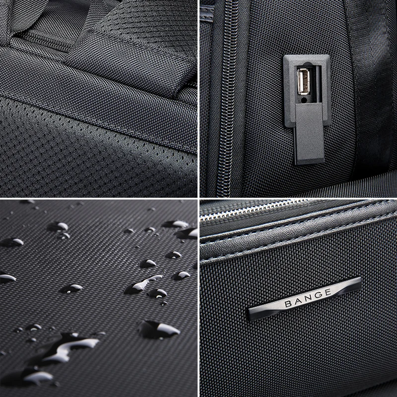 BANGE حقيبة ظهر للكمبيوتر المحمول مقاس 15.6 بوصة مضادة للسرقة للرجال حقائب مدرسية مقاومة للماء حقائب ظهر للسفر للأعمال مع منفذ شاحن USB