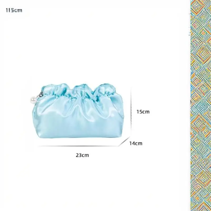 Tragbare Polyester-Kosmetiktasche in Wolkenform mit Kordelzugverschluss, glänzender Oberfläche, großer Kapazität, Reise-Organizer für den täglichen Gebrauch. – Detail 9
