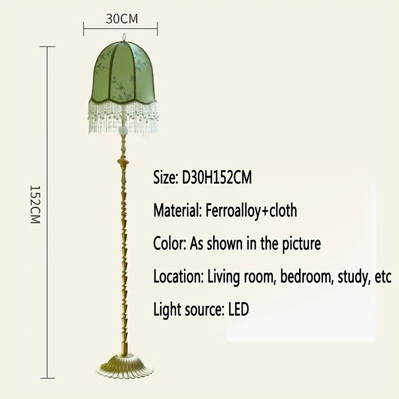 Europejska lampa podłogowa Hongcui amerykański Retro francuski frędzel salon sypialnia Villa krawędź oryginalność elementy wyposażenia domu