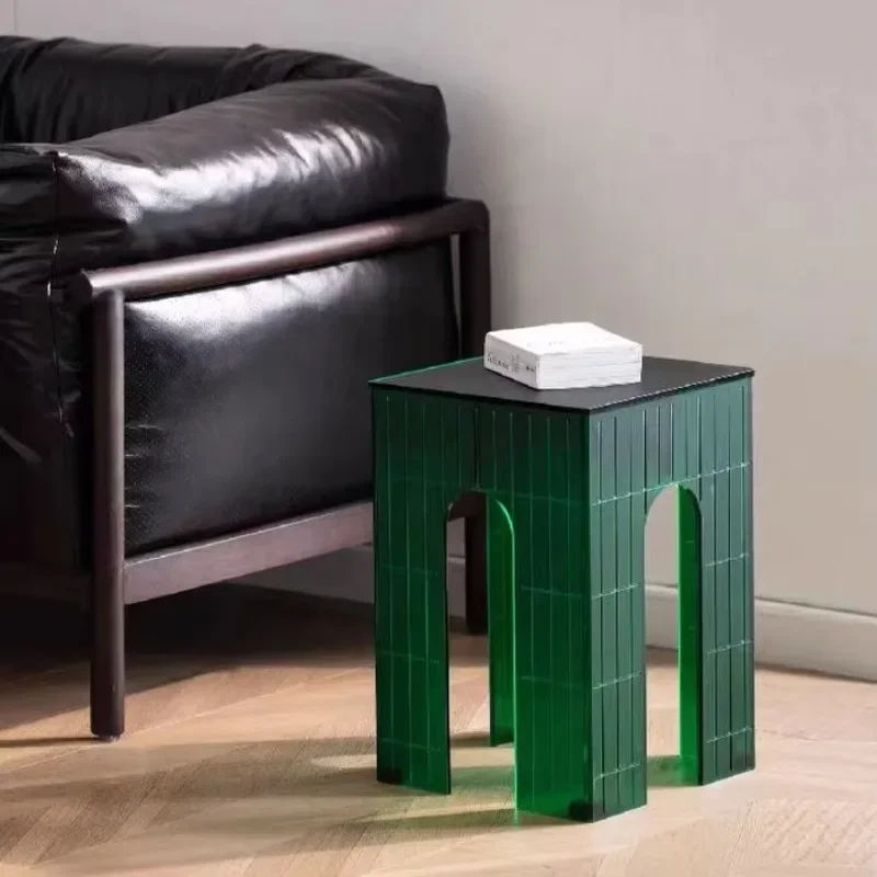 High-end acrylic side table, living room furniture, plastic stool, exquisite transparent modern bench