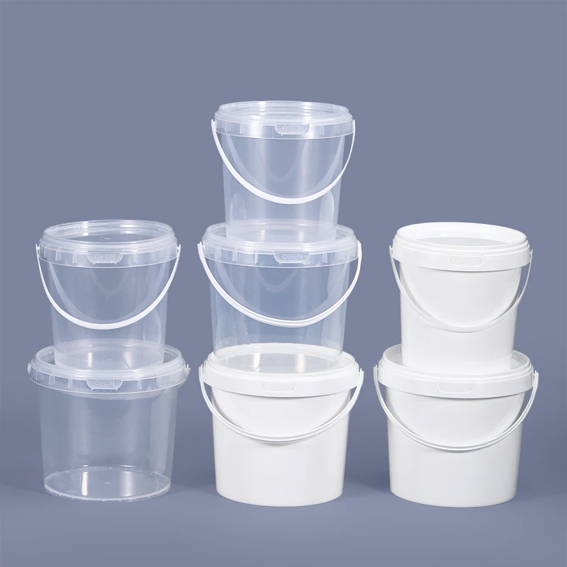 UMETASS 500ML Round Plastic bucket with Lid for Candy Honey Salad Clear Food Packing Container Refillable bottle 10PCS