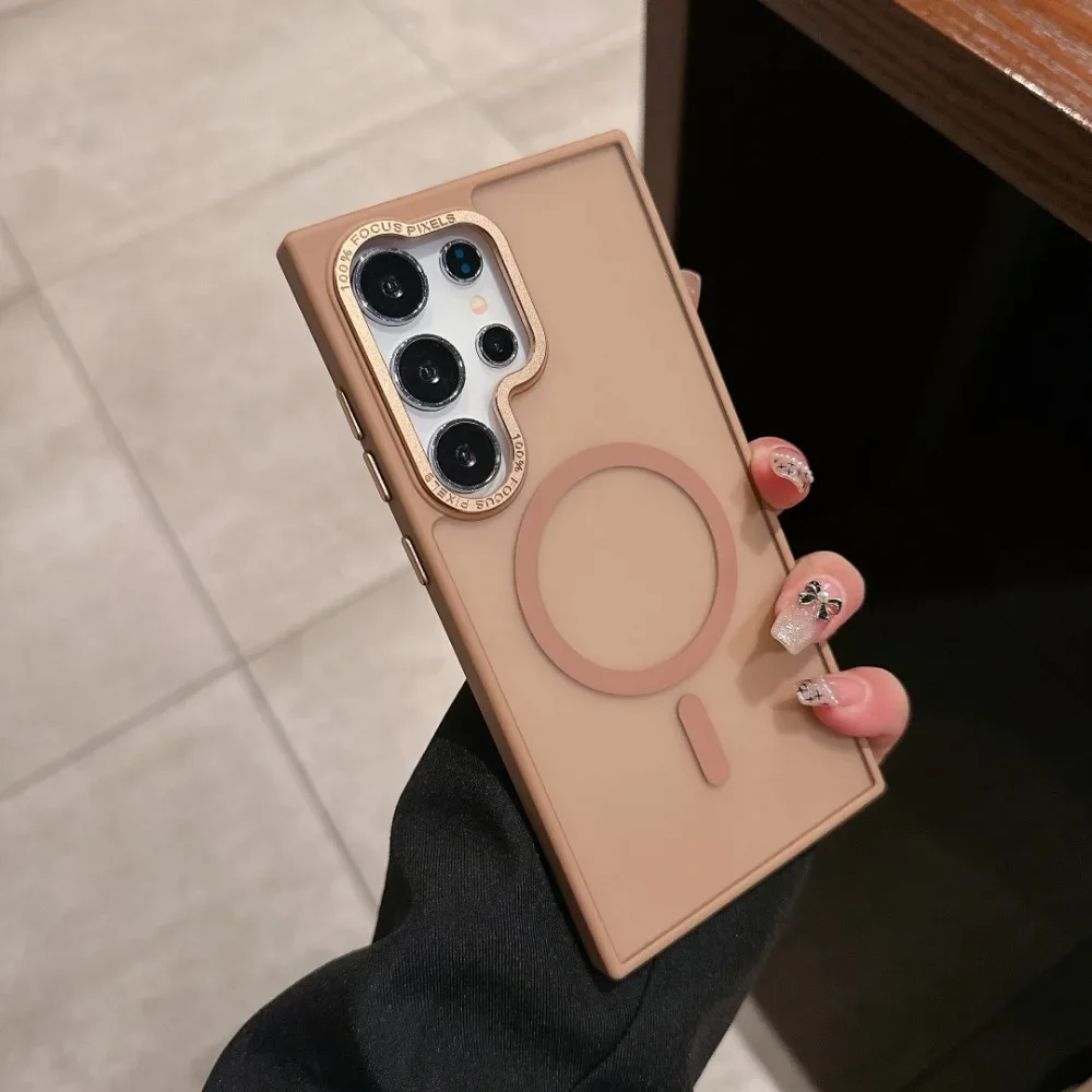 For Wireless Charging Shockproof Plastic  Magnetic Protective Cover for Samsung Galaxy S24 FE S25 S23 Ultra Plus Phone Case