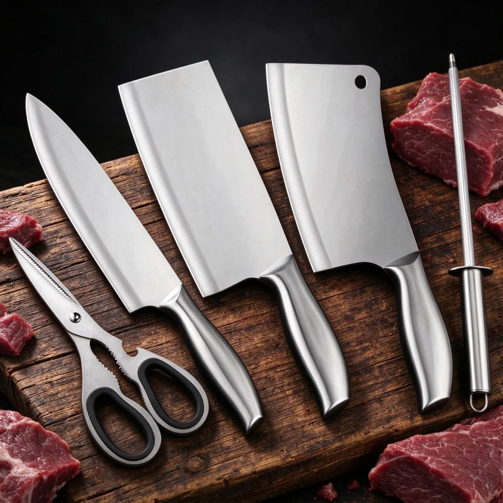 Stainless Steel Kitchen Knife Set -Professional Chef Slicing Knife & Heavy Duty Bone Cutter for Home Kitchen & Restaurant Use