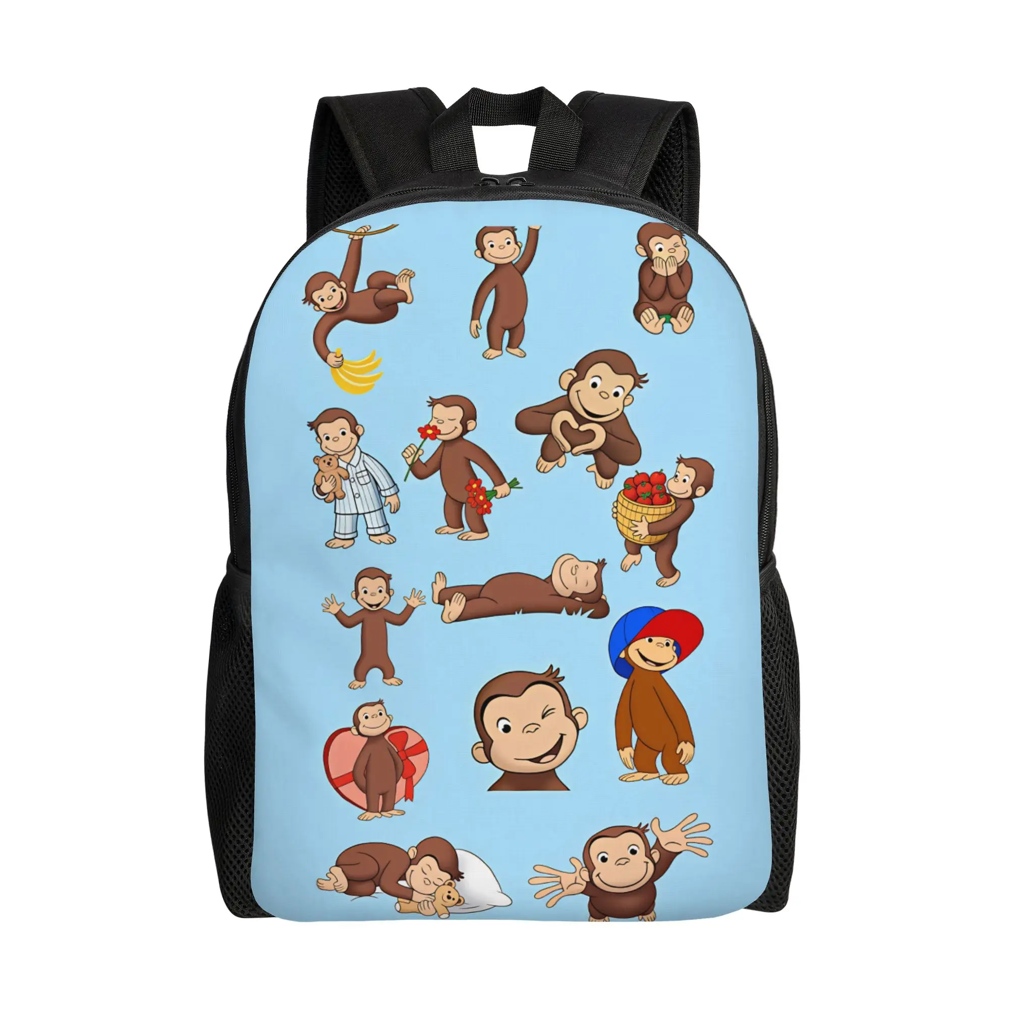 Curious George Cute Poses Backpack  Travel Backpacks Women Colorful Breathable High School Bags Aesthetic Rucksack