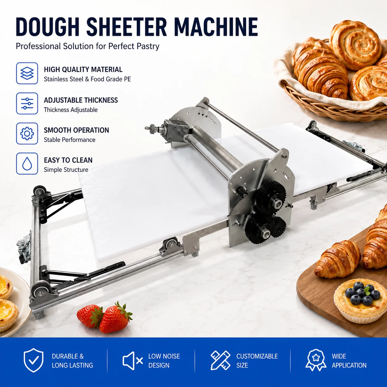 Automatic Puff Pastry Maker and Commercial Pastry Machine for High Volume Bakeries