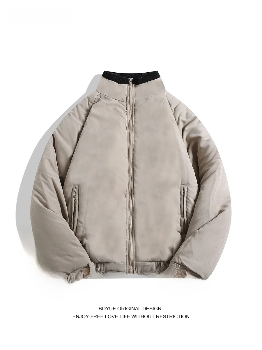 

Boyue Japanese Sle Stand Collar Thiened Fce Men's Jaet Hip Hop Cool Trendy Cotton Workwear Outerwear for Teens