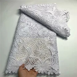 WHITE Luxury African Lace Fabric 2023 High Quality 5 Yards Nigerian Guipure Cord Lace Fabric Material For Wedding Party