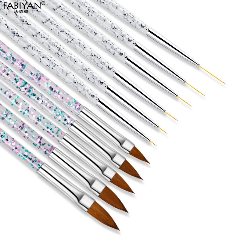 

Акриловая кисть для ногтей 11 шт., лайнер для ногтей, рисование, резьба, рисование, цветок, ручка для французского маникюра в полоску