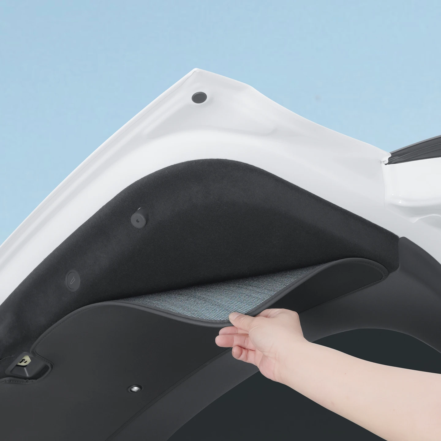 Geeignet für 25-26 Tesla 6-Sitzer Model YL/Model Y Juniper Heckklappenpolster, Kofferraumtür-Wildlederschutzpolster, Innenraumzubehör – Detail 5