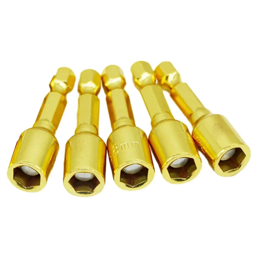 5pcs Hex Socket Adapter  8mm Magnetic Nut Driver  Sturdy and Dependable Tool for Machine Repair and DIY Projects