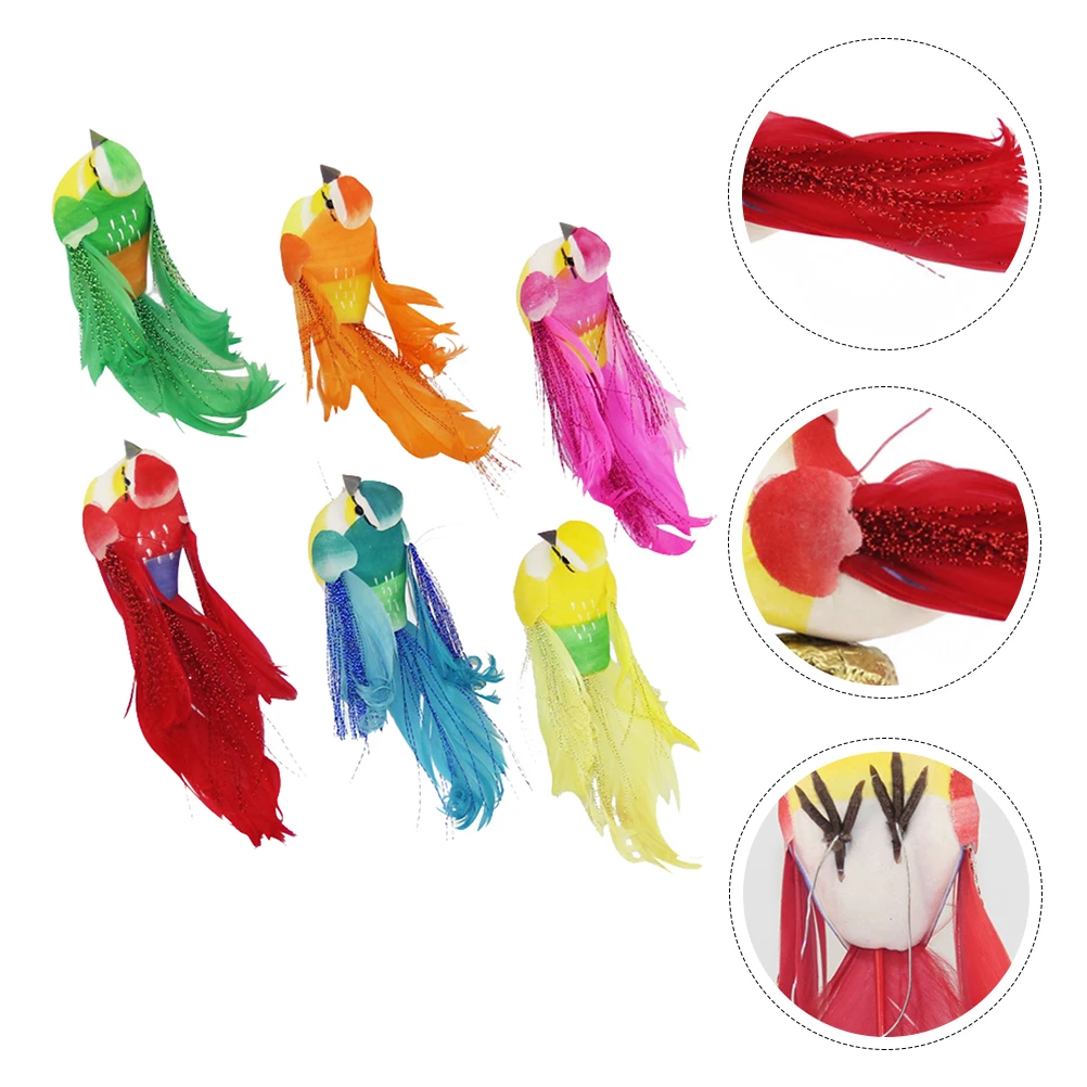 

6Pcs Fake Birds for Christmas Tree Decoration Realistic Threedimensional Eyes Delicate Craftsmanship Artificial Bird