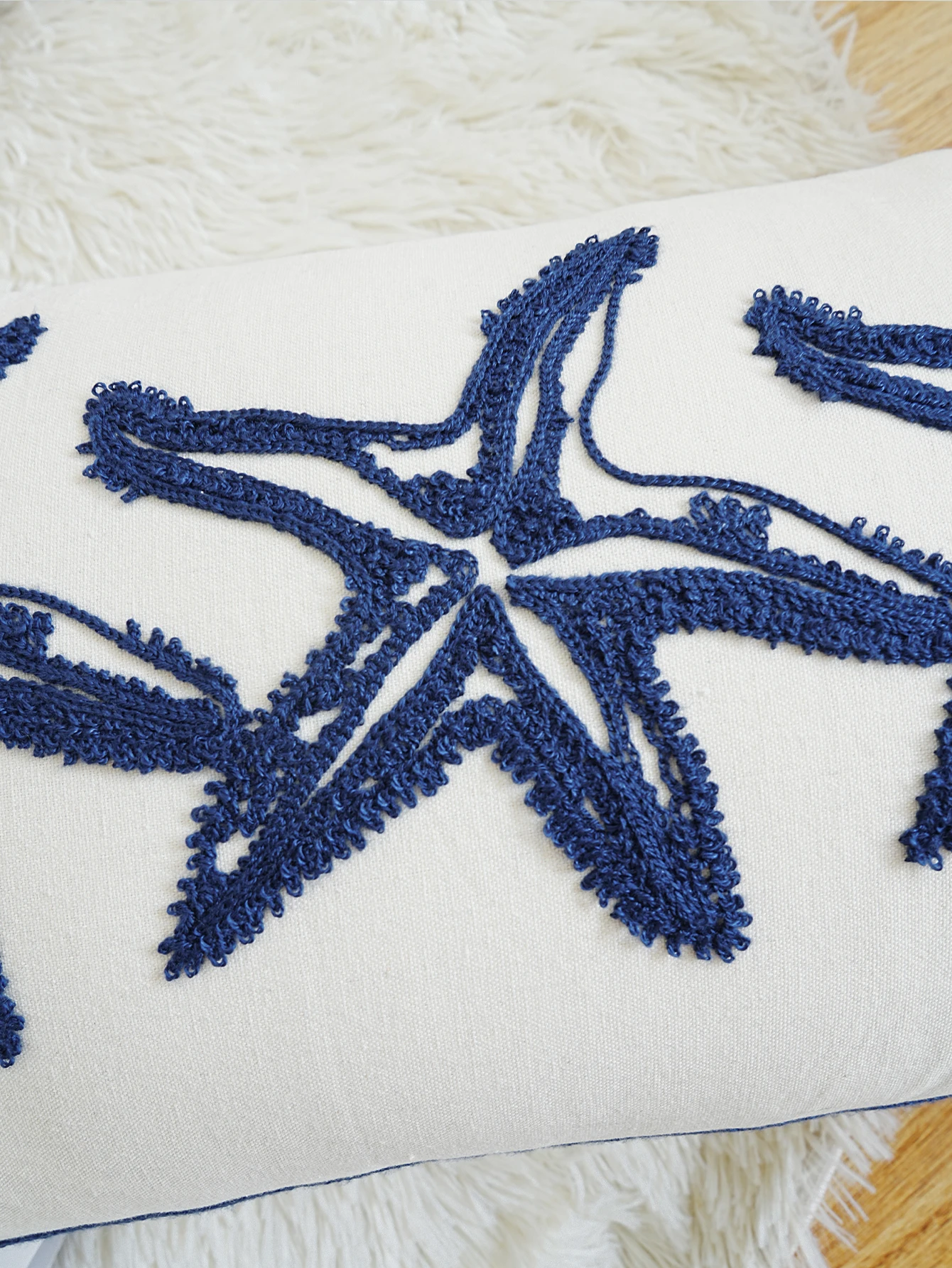 1pc, Modern Starfish Embroidered Pillow Cover for Sofa, Couch - Soft and Stylish Home Decor with No Pillow Core