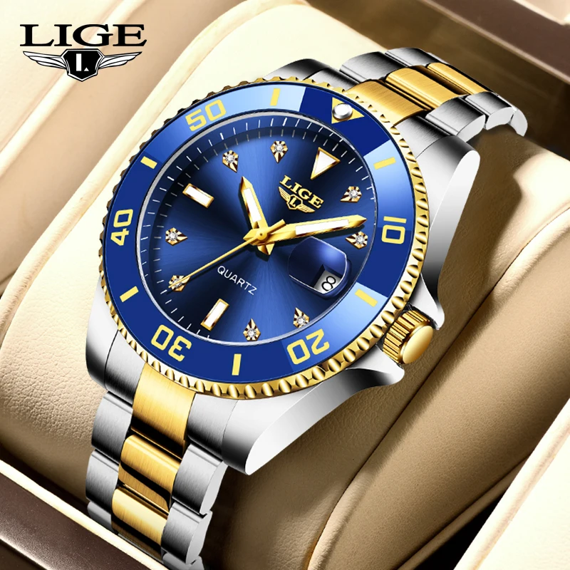 

LIGE New Mens Luxury Watch Top Brand Fashion Quartz Wristwatch Casual Business 30M Waterproof Luminous Watches Men Reloj Hombre