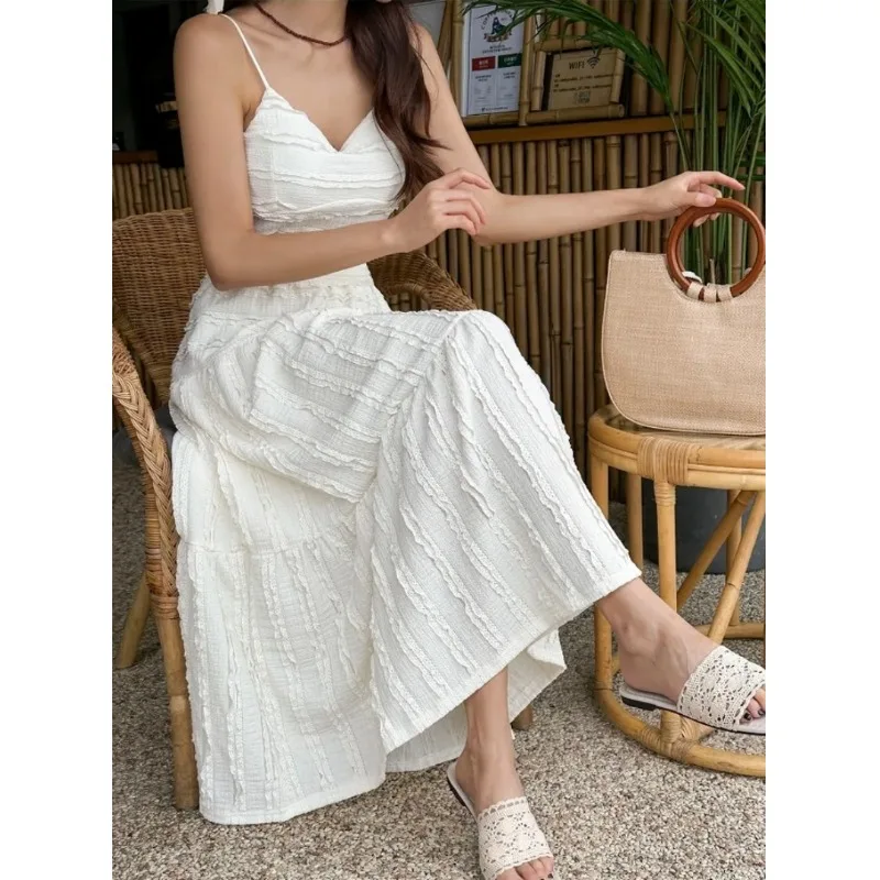 

Korean Style Fashion Set High Waist Women's Two-Piece Summer Outfit Textured Crop Top And Midi Skirt Ensemble