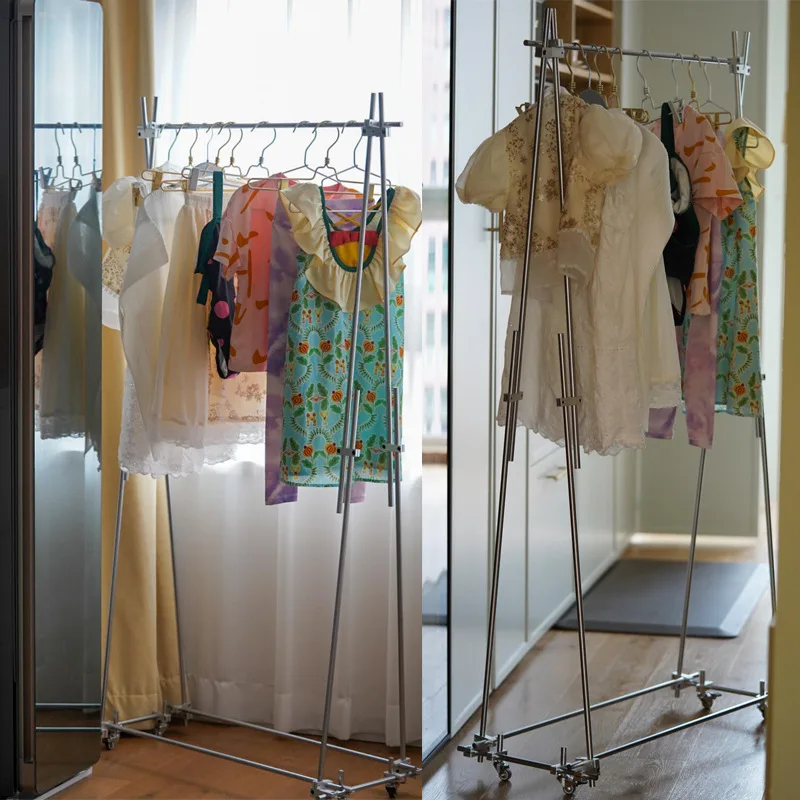 Vertical hanger, bedroom, dormitory, coat rack, student folding household clothes drying rod, simple drying rack