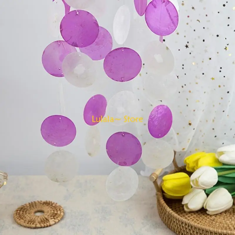 Y4QA Ręcznie robione naturalne muszle Kuranty wiatrowe na kreatywne prezenty urodzinowe Balkon do sypialni Pokój Windchimes do