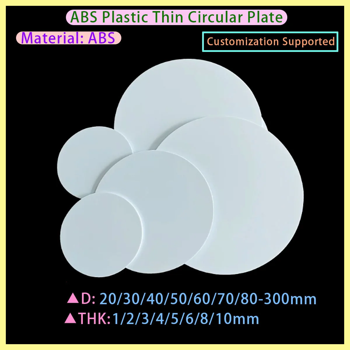 Customized Processing of White ABS Plastic Sheet with A Diameter of 20-300mm Plastic Thin Circular Plate and Circular Washer