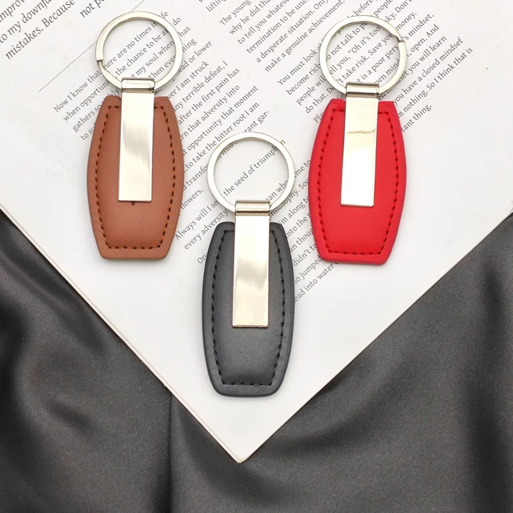 

Supply Ready Stock Customized Metal Leather Keyring Keychain Charms Clip Key Ring Creative Car Accessories Gift Leather Quality