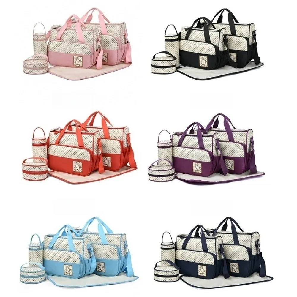 

5 шт./компл., большая вместительная детская сумка для мамы, пеленальный коврик, многофункциональный органайзер для дорожной коляски, независимая сумка для бутылочек