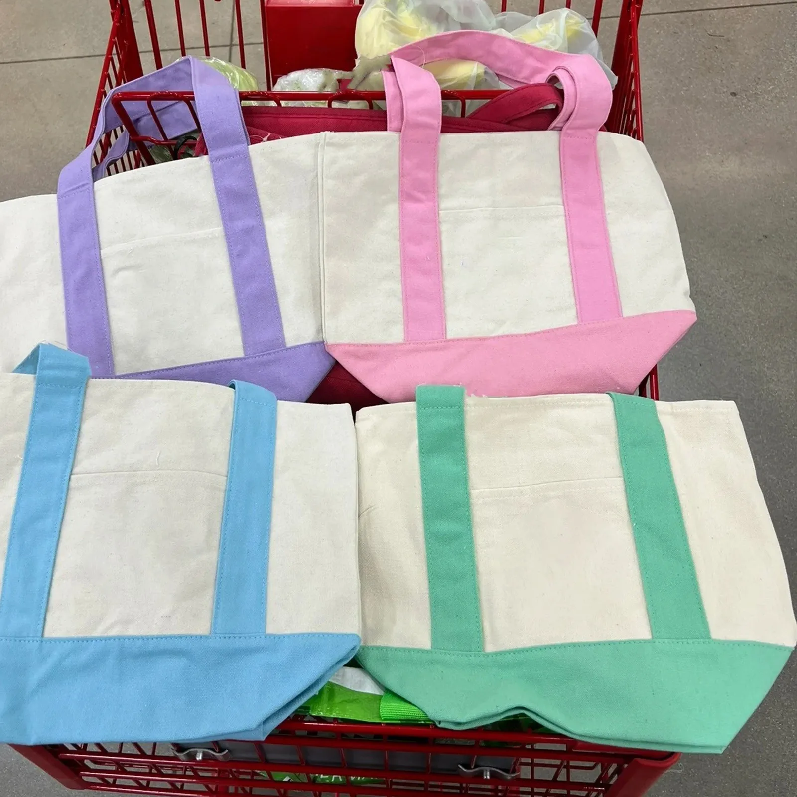 حقيبة تسوق قماشية عصرية، حقيبة يد بخياطة ملونة، حقيبة كتف بسيطة وناعمة ومريحة، حقيبة غداء للتخزين صديقة للبيئة