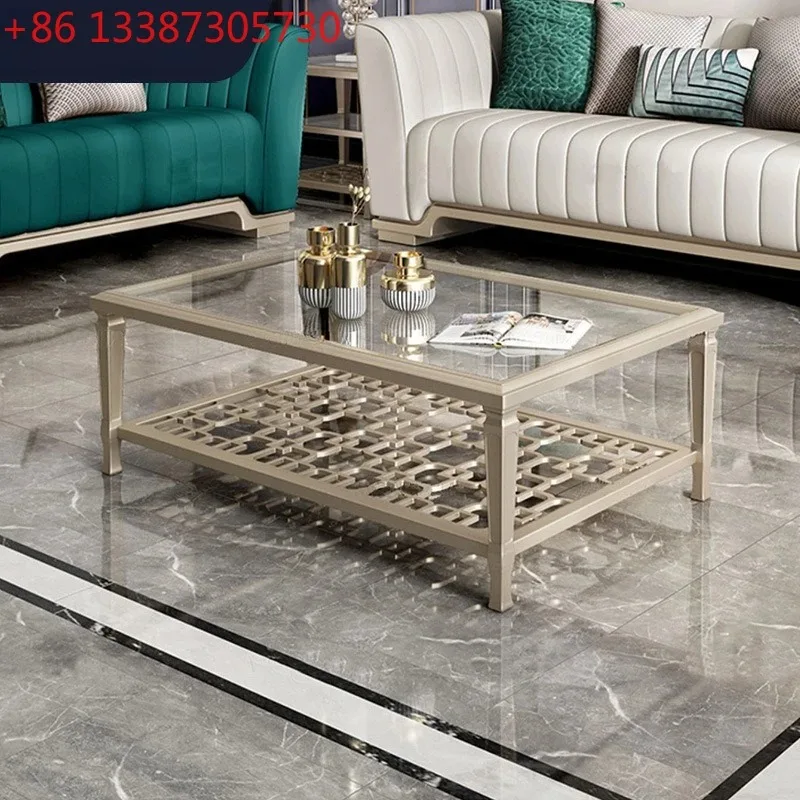 

Американский светлый роскошный журнальный столик из цельного дерева, простая гостиная на вилле из закаленного стекла, полый