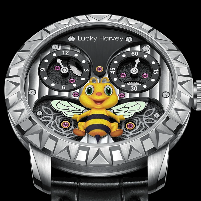 

Мужские автоматические часы Lucky Harvey BEE Dial с сапфировым стеклом, корпусом из стали 316L, водонепроницаемостью 3ATM, для делового стиля