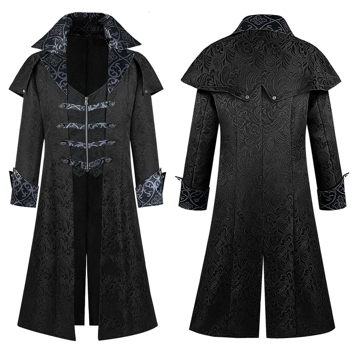 Abrigo Chaqueta Medieval de Halloween, Disfraz de Cosplay de Banquete de Palacio Vintage Oscuro Gótico para Hombre Europeo