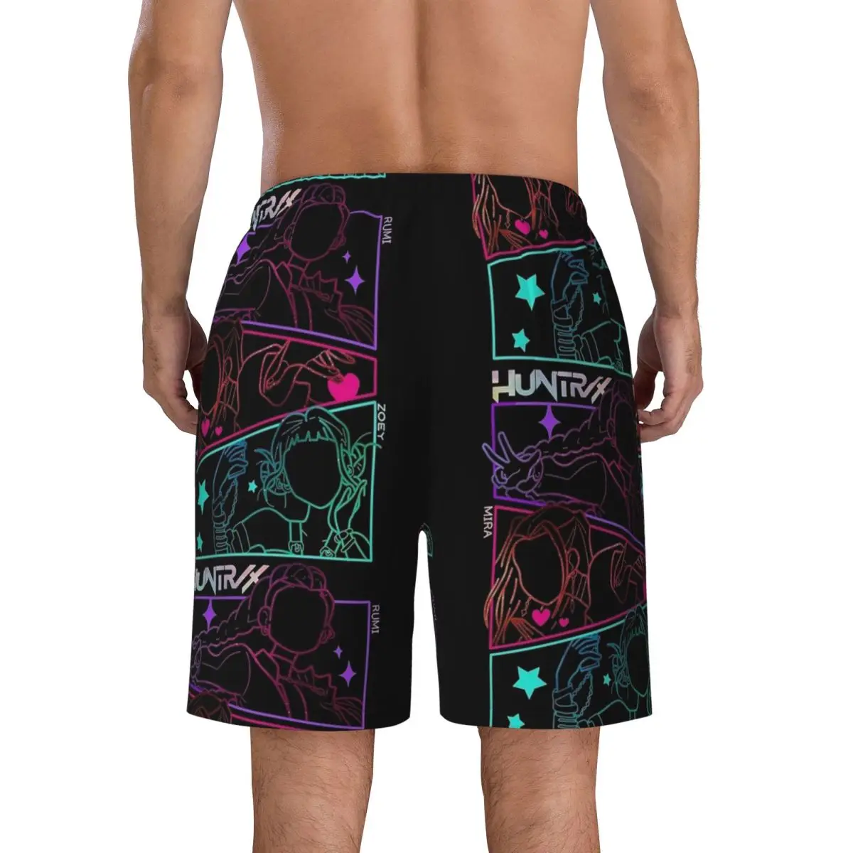 Huntrix Anime Gym Shorts Summer Sports Fitness Beach Short Pants Men Fast Dry Hawaii Printed Plus Size Swim Trunks