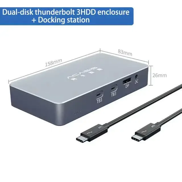 M.2 Dual-disk NVME HDD Enclosure USB4.0 Docking Station Type C to USB 3.0 Hard disk box for laptop&mac