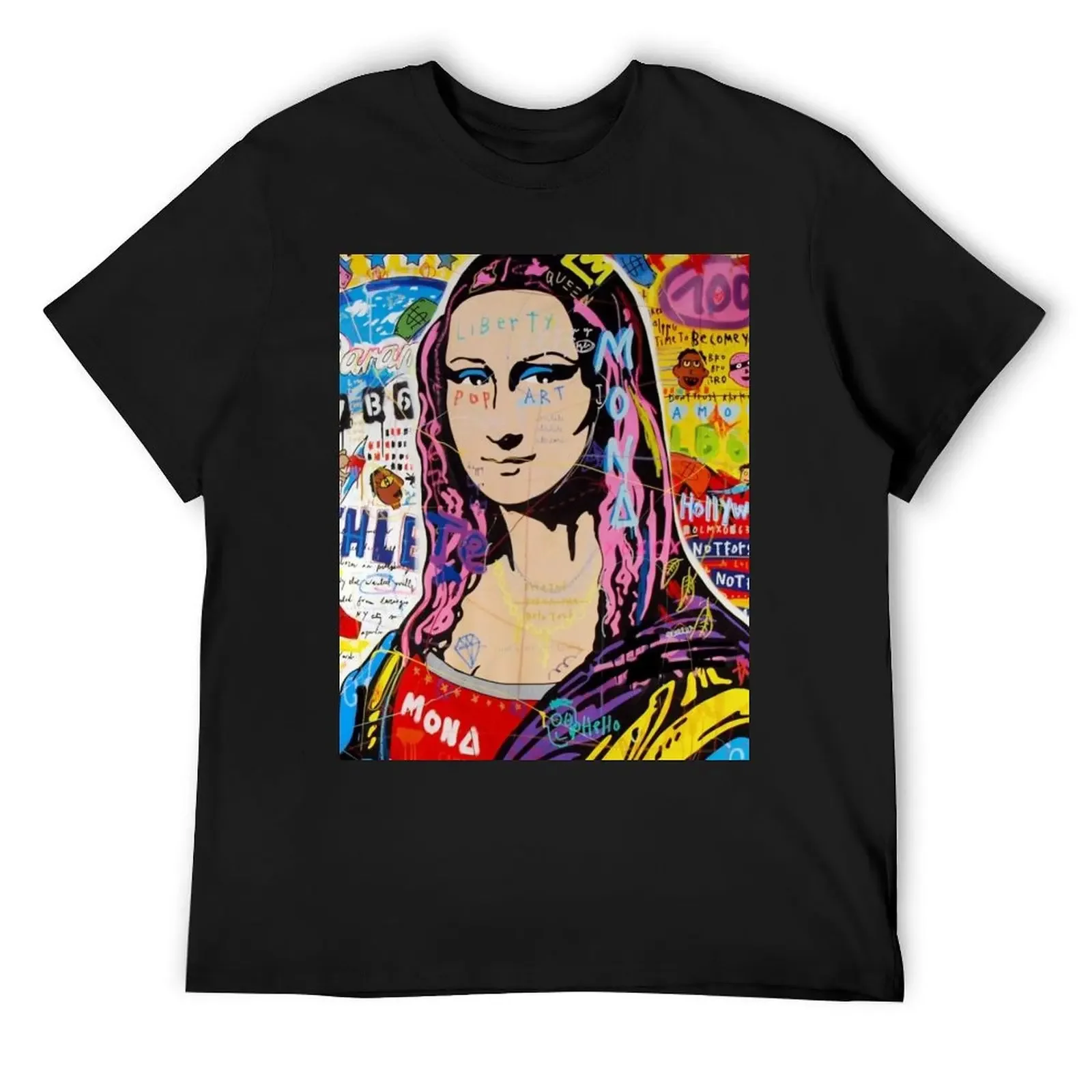 Футболка Monalisa в стиле поп-арт с графикой, мужская одежда на день Святого Валентина, черная футболка для мужчин