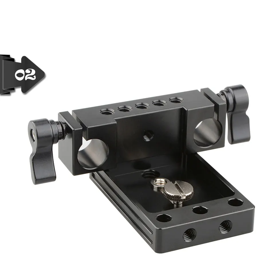 CAMVATE Extended Camera Baseplate Tripod Mount Plate With 1/4"-20 Mounting Stud & 15mm Rod Clamp Railblock For DSLR Camera Rig