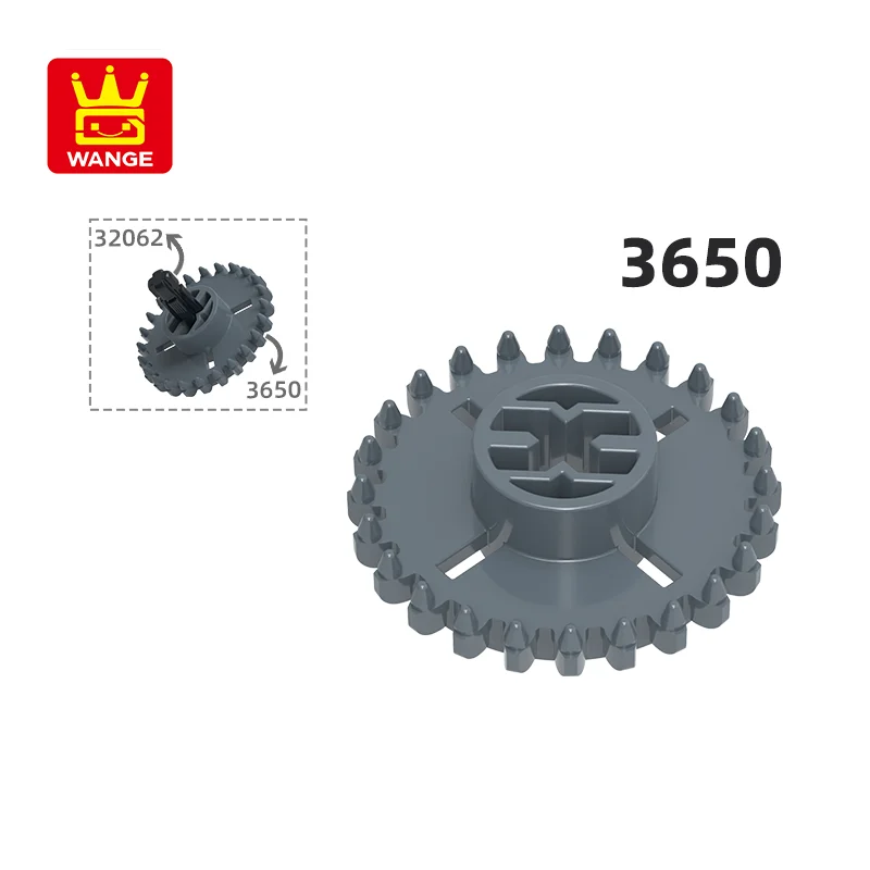 Wange 3650 100 g/83 Stück Crown Gear Bausteine Moc Zubehör kompatibel mit Ziegel DIY Ersatzteile Spielzeug Geschenk Puzzlespiel