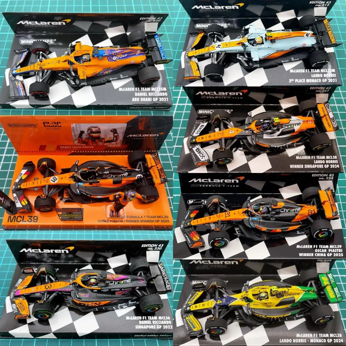 

Minichamps 1:43 F1 MCL35M MCL36 MCL38 MCL39 Ricardo Norris Simulation Limited Edition Resin Metal Static Car Model Toy Gift