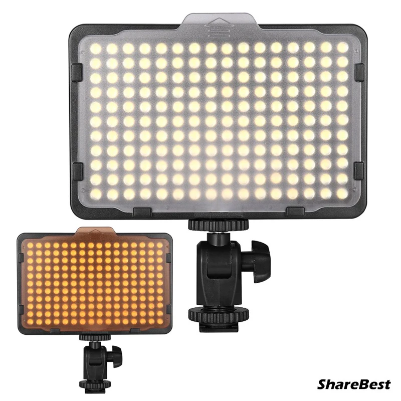 PT-176S 176 LED Ultra Bright 5500K Dimmable On Camera Video Light for Canon Nikon Pentax Panasonic Sony DSLR Cameras