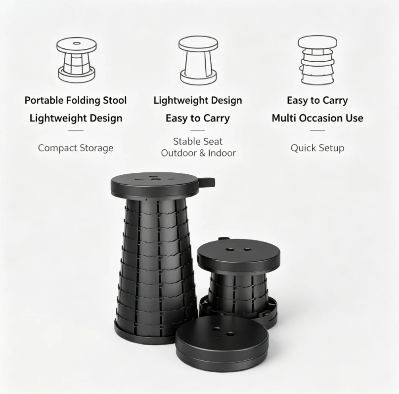Foldable Solid Compact Camp Stool, Super‑Light Portable Outdoor Bench for Hiking, Fishing, Beach, Metro Commute and Daily Travel