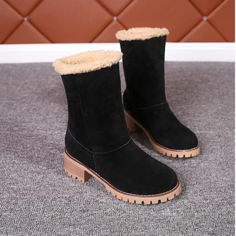 Women Ankle Boot Warm Plush Winter Shoes For Woman Wedges Boots High Heels Ladies Boot Women Leather Snow Boots Winter Shoes image 3